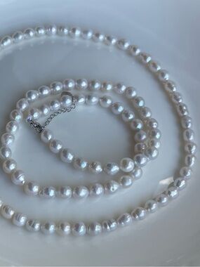 Classic Genuine White Pearl Necklaces 13